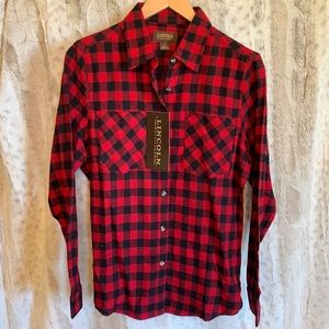 Red black check flannel shirt